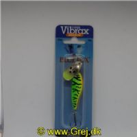 027752024146 - Minnow Super Vibrax - Gul/Sølv farvet spinneblad med firetiger farvet fisk efter. - Str. 3 - 13g