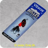 027752114151 - Vibrax Bullet Fly str. 1 - 5g - Sort blad m/røde pletter - orange  klokke