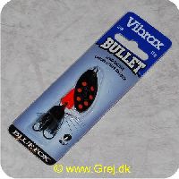 027752114298 - Vibrax Bullet Fly str. 3 - 11g - Sort blad m/røde pletter - Orange  klokke