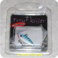 0726658000857 - DLT Trout Killer - rattling - 3 cm - med 2 trekroge - Grøn/hvid m. sorte streger