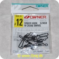 4953873089046 - Owner Sinker Hook w. Crane Swirvel - Styrke: 57.5 lb/26.0 kg