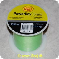 5707549276358 - Rio Powerflex braid fletline - 0.16mm - 8.2kg - Fluo grøn - Vælg antal meter