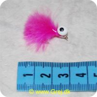 F013 - Dolly m/sorte øjenprikker - Pink (Flue med hvide skumøjn)