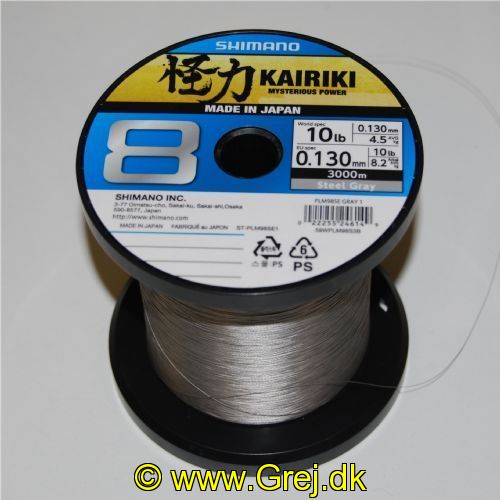 022255246149 - Shimano Kairiki SX8 0.13mm - Farve: Steel Grey - Brudstyrke:8,2kg<BR>
Dette er en glat og støjfri line som er virkelig god til UL fiskeriet.<BR>
Vælg antal meter