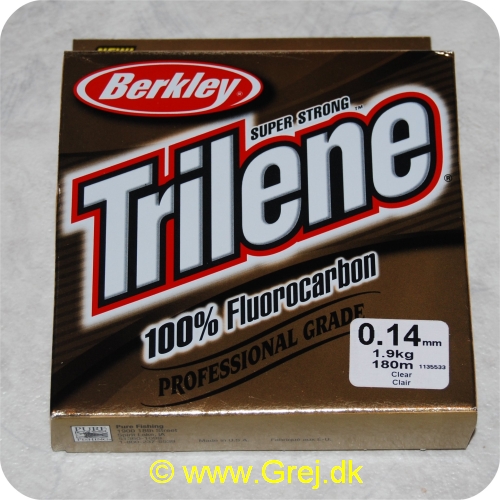 028632237038 - Berkley Trilene Super Strong - 100% Fluor Carbon - 0.14mm/1.9kg - 180m - Klar