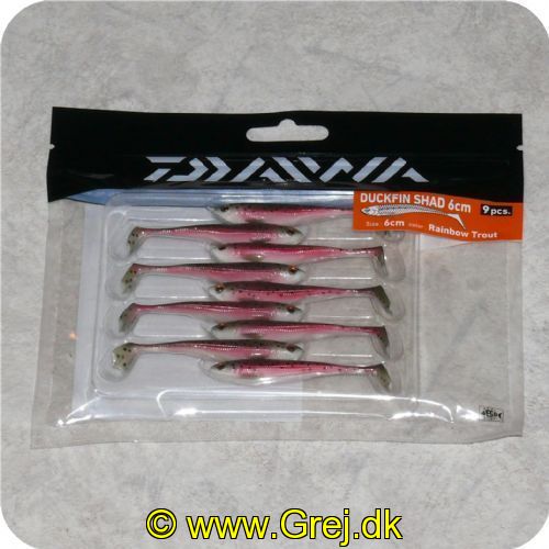 4027093491269 - Daiwa Duckfin Shad 6cm - 9 stk - Rainbow Trout - Regnbueørred - De japanske Duckfin shads har en stærk rullende og svingende aktion selv ved langsom indspinning