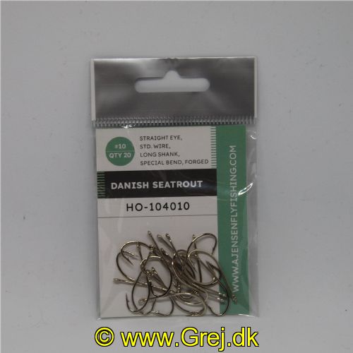 5704041017595 - Danish Seatrout - Straight eye, Std. Wire, Long Shank, Special Bend, Forged - Chrome - 20 stk - Str. 10
