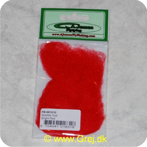 5704041018318 - Sparkle Dub - Bright rød - Til alle typer af fluer - Har et naturligt skin, grundet kantede fibre - Til nymfer, tørfluer, kystfluer og laksefluer