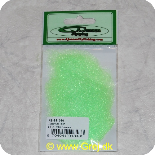 5704041018486 - Sparkle Dub - Fluo. Grøn - Til alle typer af fluer - Har et naturligt skin, grundet kantede fibre - Til nymfer, tørfluer, kystfluer og laksefluer