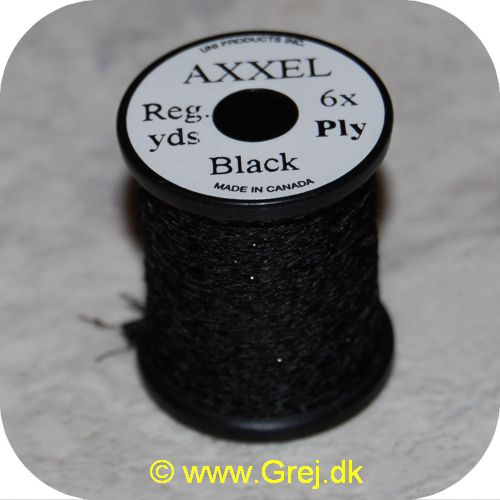 5704041100853 - Axxel tråd - Black - Reg. yards  - 6x Ply - Vævet tinsel - Giver fine skinnende kroppe
