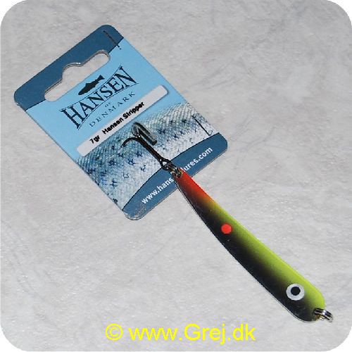 5706301423849 - Hansen Stripper 7gram - 6.9cm - MJ (Black & White UV) Grønlig m/rød plet