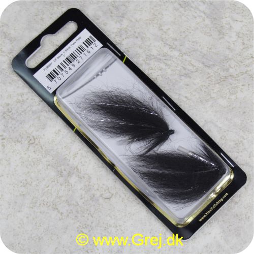 5707549271612 - Unique Flies - 2 stk. pakke - Black n Silver Tube Plast 1 tomme (FL00297)