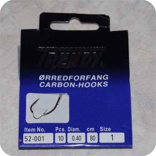 5707614520010 - Trendy ørredforfang Carbon-Hooks - 80 cm lang - Str. 1 - 10 stk - Line: 0.40mm