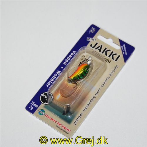 6430073671229 - JAKKI mini wobler - 2,5 cm - 2 gram - Grøn fisk med orange bund