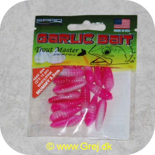 8716851249636 - Garlic Bait Trout Master 3.5 cm - Mummy - 15 stk - Hvid/Pink - Pupper