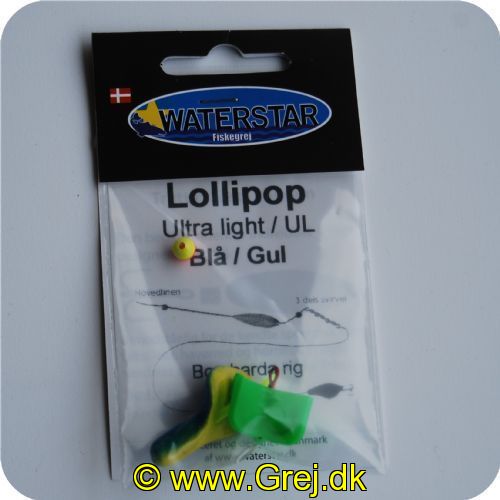 9132 - Lollipop gennemløber - Blå/Gul - UL - Som en meget let skrue der snor vildt