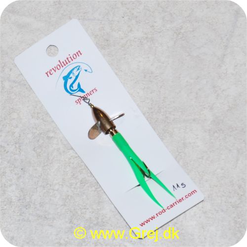 DEV11GR - Devon Kondomspinner med propel 11 gram - Messing propel - Grøn hale