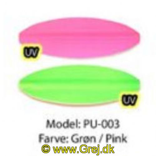 PU003 - Præsten - 4.5 gram - Grøn/Pink
<BR>
Præsten UL er et ultra let gennemløbsblink på 4.5 gram. Form. bæreflade og vægten gør at den vugger igennem vandet.