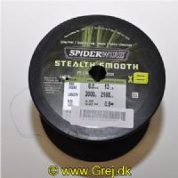 022021663439X - SpiderWIRE Stealth Smooth - Fletline X8 0,07 mm - 6,0 kg - Moss Green - Pris pr. meter - Vælg meter