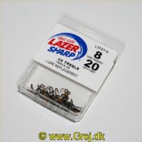 047708129466 - T-PACK - LAZER 2X TREBLE REG SHANK CURVED POINT - Model:L374TH-8 - Enheder per pakke: 20