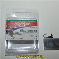 047708728492 - JIGS & LURES - NON-LEAD BLACK SINGLE WHITE EYE BALL HEAD JIG WITH BARB 1/32OZ - Model:NLJB05-132 - Enheder per pakke: 6