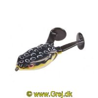 4005652805122 - Shirasu Paddle Frog - Længde:10cm. - Vægt:20g. - Farve:Toxic - 001 3651 003<br>The frogs’ legs are structured like the tail of a rubber fish and they make a kick up a real row in the water. They float with a weed-protection hook. Length 10cm, weight 20g.