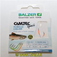 4005652817538 - Camtec Speci ørredforfang med UV-krog - Længde:60cm. - 001 7829 006<br>Camtec Trout colored, leader length 60cm UV #6