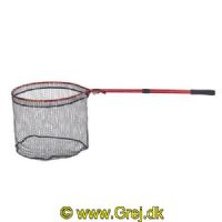 4005652818764 - Shirasu Shot Net, fjederpåvirket teleskop - Længde:91cm. - Farve:Rød - 001 8220 102<br>The ideal landing net for all mobile anglers. The landing net can be controlled with one hand during play. During fishing it is fastened with the help of the belt-clip folded onto the belt. Take the landing net out of the belt during play; the top is folded out by means of a simple movement of the hand. You push a button and the landing net slides out to its full length automatically by means of a spring mechanism. With a rubberised net! The small version of the Shot Net is ideal for spin fishing for smaller predators such as trout, chub and perch.