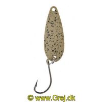 4005652821580 - Pro Staff Series Swindler Spoon - 30mm. - Vægt:2.3g. - Farve:Brun/Sort dots, UV - 001 6067 206<br>With a tumbling run for more passive trouts. Can be guided extremely slow. Top in the cold season.