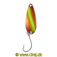 4005652832661 - Pro Staff Series Swindler Spoon - 30mm. - Vægt:2.3g. - Farve:Kobber/neongul, UV - 001 6067 224<br>With a tumbling run for more passive trouts. Can be guided extremely slow. Top in the cold season.