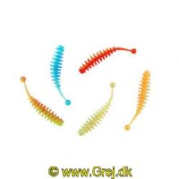 4005652834122 - Trout Collector, Pinball - 50mm. - Vægt:1.0g. - Farve:Mix 1 - Smag/duft:Ost - 001 6088 105<br>With our softbaits, the main axes are not round, but flattish, and there’s a generous distance between the slats. This design gives the Trout Collectors a unique flexibility. The baits are floaters, and when used with our tungsten hooks of varying weights, every layer of water can be fished. Thanks to the ball on its tail, it still weaves seductively even at ultra-slow speed. Especially on difficult days when the trout are slow to rouse, it’s the key to success. A further highlight is the way the colours of these softbaits are structured: The upper part of the body is UV-active, while the lower part is fluorescent and luminous. This combination creates a very high contrast in the water and is a real weapon! To make your selection easier, our Trout Attack Team has put together 4
different mix packs. Each 5cm and 7cm and 2 flavors (garlic and sweet cheese). Each assortment contains 10 Trout collectors (5 colours of 2 pieces each). Supplied in vacuum-sealed transparent boxes.