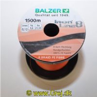 4005652860336M - Iron Line 8 fletline - 0,12mm - Brudstyrke:9,8kg. - Farve:Orange - Vælg antal meter