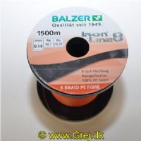 4005652860343M - Iron Line 8 fletline - 0,14mm - Brudstyrke:10,7kg. - Farve:Orange - Vælg antal meter