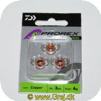 4059845007800 - Daiwa Prorex Flex Jig Head Tungsten - Med øjer - Copper - 3 stk. - 6 gram