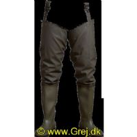 5706219094810 - WADERS SKRIDTSTØVLE Str. 45
Skridtlængde str. L – 96 cm
600 gr. PVC/polyester
Vandsøjle: mm H2O: > 13.000 mm
Lange Dunlop støvler
Seler med knapspænde