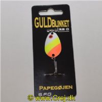 5740028800286 - GuldBlinket - 3,2 gram - Forside: Hvid/Gul/Orange - Bagside: Sort m/plet - Farvenavn: Papegøjen