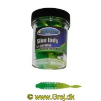 747191999323 - Waterstar - Rubber Baits - Model: Slim Lady - 5,5 cm - 10 stk. - Farve: Gul/Grøn - Smag: Banan