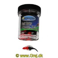 747191999682 - Waterstar - Rubber Baits - Model: Fat Boy junior - 3,5 cm - 10 stk. - Farve: Rød/Sort - Smag: Banan