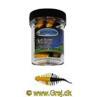 747191999835 - Waterstar - Rubber Baits - Model: Fat Boy - 4,5 cm - 10 stk. - Farve: Orange/Sort - Smag: Hvidløg