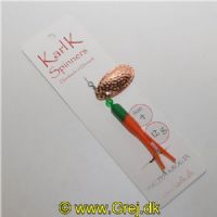 896321412 - Karl K Spinners - Put and Take - 12g - Str. 4 - Grøn/Orange gummi (Gulerodsfarvet) og guld blad