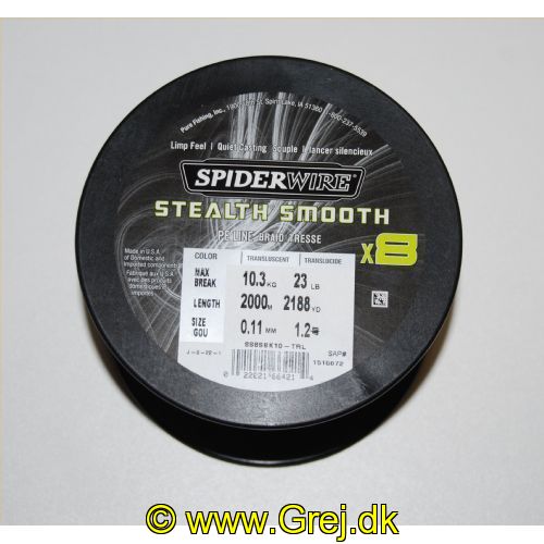 022021664214 - SpiderWIRE Stealth Smooth - Fletline X8 0,11 mm - 10.3 kg - Hvid - Bulk: 2000 meter