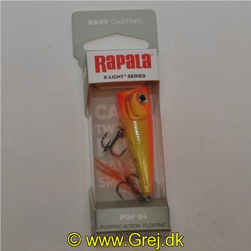 022677348704 - Rapala Pop 04 - 4,5cm/4,5g - GFR - Gold Fluroscent Red - Arbejdsdybde: Top Water