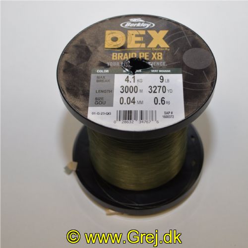 028632347676 - Berkley DEX X8 line - 0.04 mm - 4.1 kg - Grøn - Pris pr. meter (Mindst 100 meter)