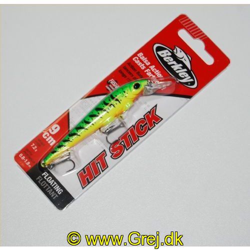 028632937020 - Berkley Hot Stick wobler - 9 cm - 7,2 g - Hot Fire Tiger - Flydende (Floating) - Dybde: 0,8-1,8m