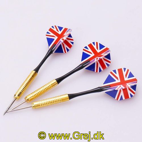 3PILE - Dart pile med metal spids (Kommer assorteret med enten 3 pile med amerikanske eller engelske flag)