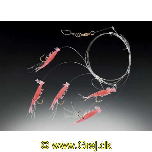 4005652264417 - Edition Sea, sildeforfang, mini reje - Længde:130cm. - Farve:Rød - 001 4792 051<br>Edition Sea Herring Mini Shrimp Rig pink 0.45/0.45mm 130cm 5x