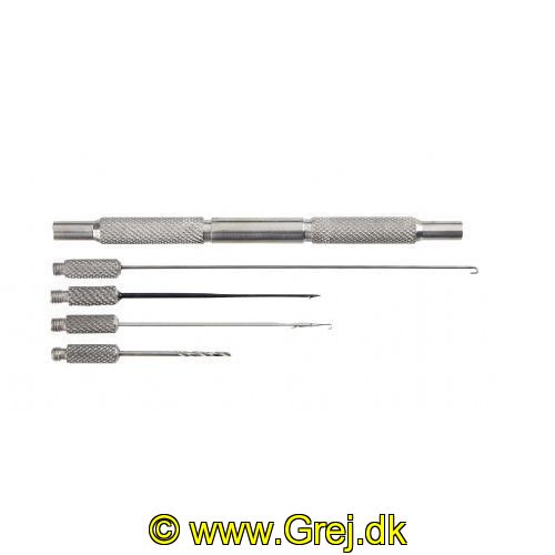 4005652802640 - Edition Carp, rustfri stål boilie værktøjs sæt - 001 6300 014<br>Robust stainless steel set, consisting of handle and 4 screw-on attachments.