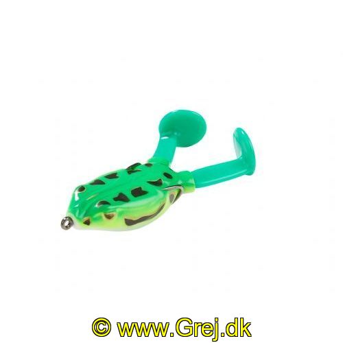 4005652805108 - Shirasu Paddle Frog - Længde:10cm. - Vægt:20g. - Farve:Green Pumpkin - 001 3651 001<br>The frogs’ legs are structured like the tail of a rubber fish and they make a kick up a real row in the water. They float with a weed-protection hook. Length 10cm, weight 20g.