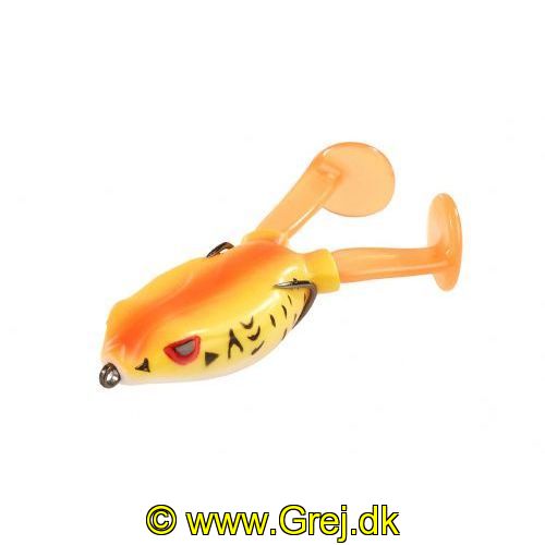 4005652805115 - Shirasu Paddle Frog - Længde:10cm. - Vægt:20g. - Farve:Hot Peach - 001 3651 002<br>The frogs’ legs are structured like the tail of a rubber fish and they make a kick up a real row in the water. They float with a weed-protection hook. Length 10cm, weight 20g.