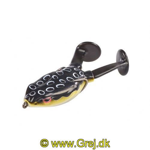 4005652805122 - Shirasu Paddle Frog - Længde:10cm. - Vægt:20g. - Farve:Toxic - 001 3651 003<br>The frogs’ legs are structured like the tail of a rubber fish and they make a kick up a real row in the water. They float with a weed-protection hook. Length 10cm, weight 20g.